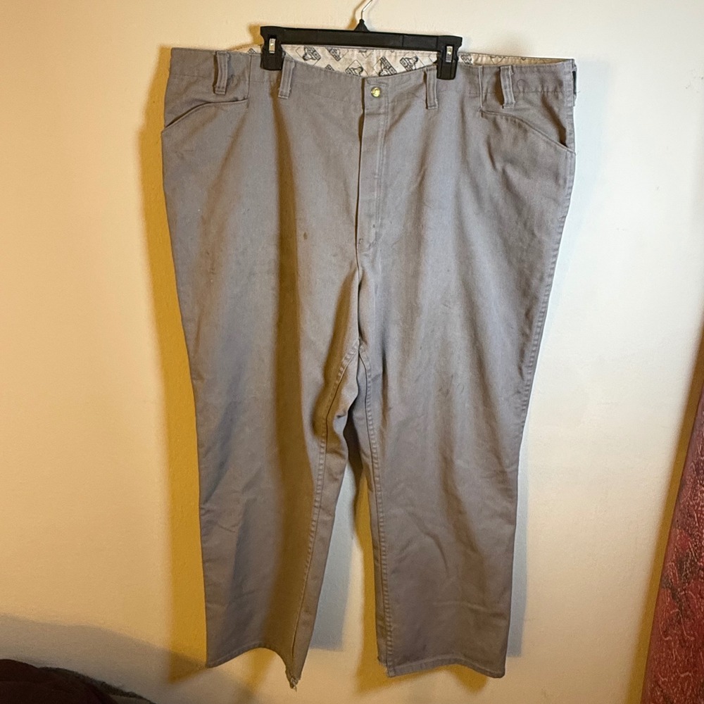 Ben Davis Mens Grey Original Gorilla Cut Work Pants‎ Wide Leg Distressed 46x26